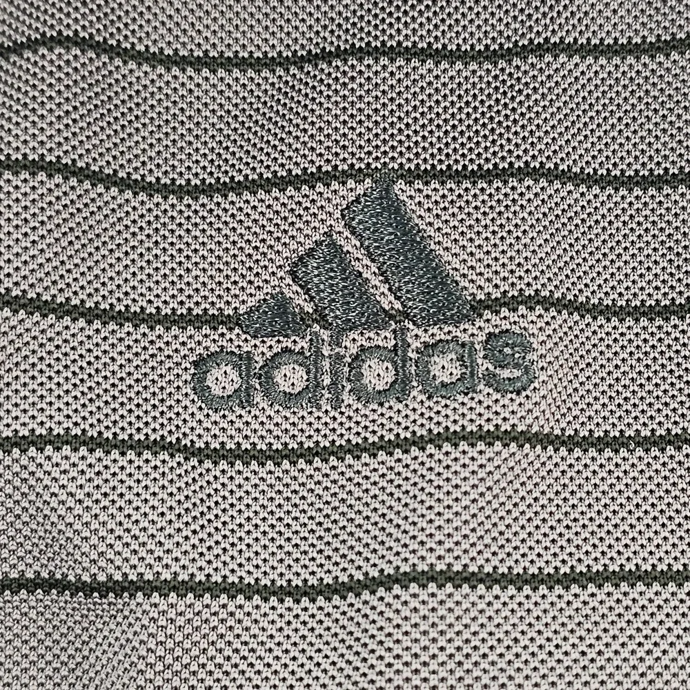 adidas Gray Striped Short Sleeve Polyester Performance Polo Shirt Men's 2XL